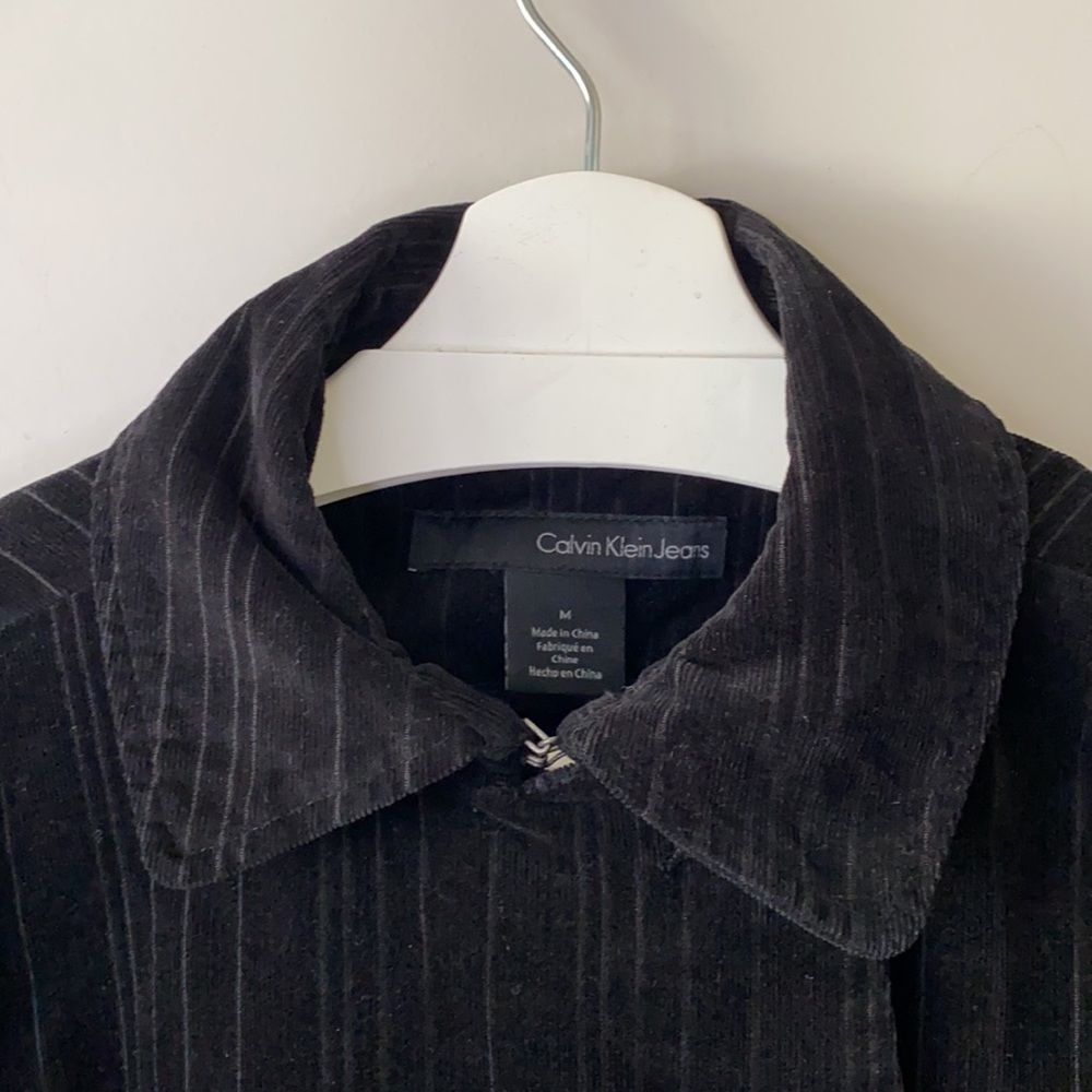 Calvin Klein Corduroy Pinstriped Black Blazer - Picture 2 of 10
